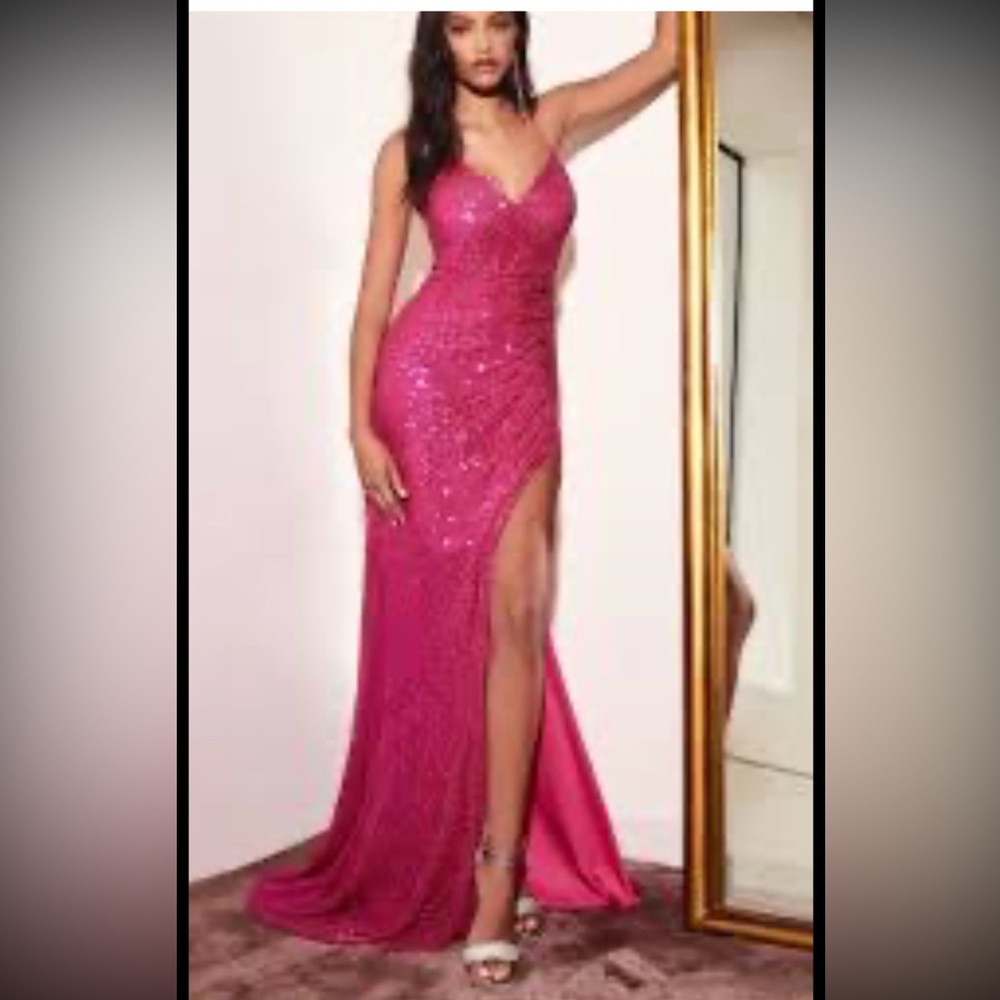 Elegant Pink Sequin Evening Gown - Prom Gown